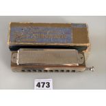 The Bandmaster de Luxe Chromatic harmonica in box