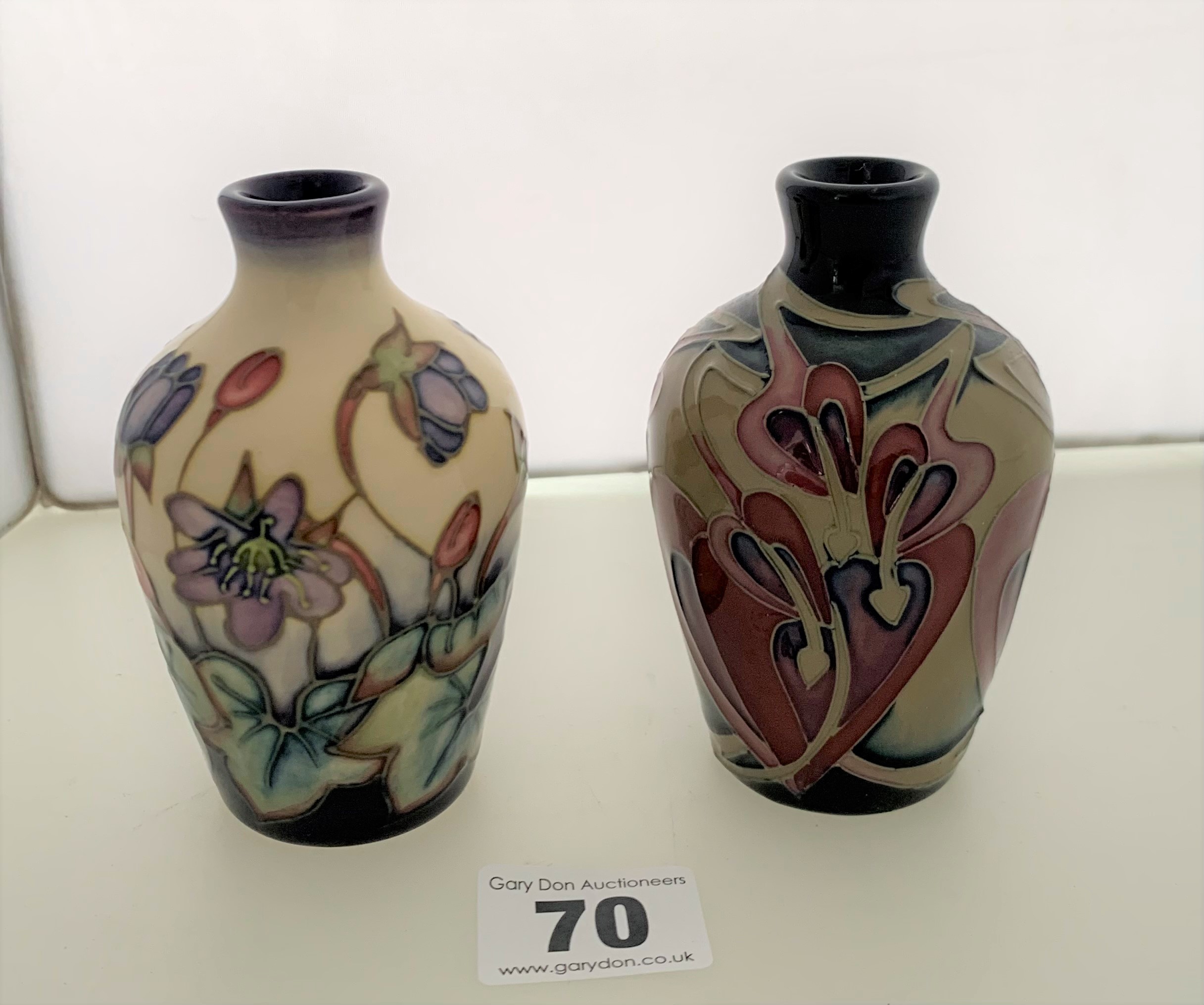 2 small Moorcroft vases 4” high, 2008 and 2009 - Image 2 of 5