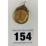 Half sovereign 1899 in 9k gold mount, total w: 5.79 gms