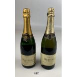 Bottle of Paul Herard Blanc de Noirs Brut Champagne and bottle of Jehan de Soubrans Vin Mousseux