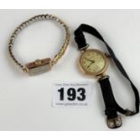 9k gold J.W. Benson, London ladies watch with elastic strap (not running) and 9k gold Audax ladies