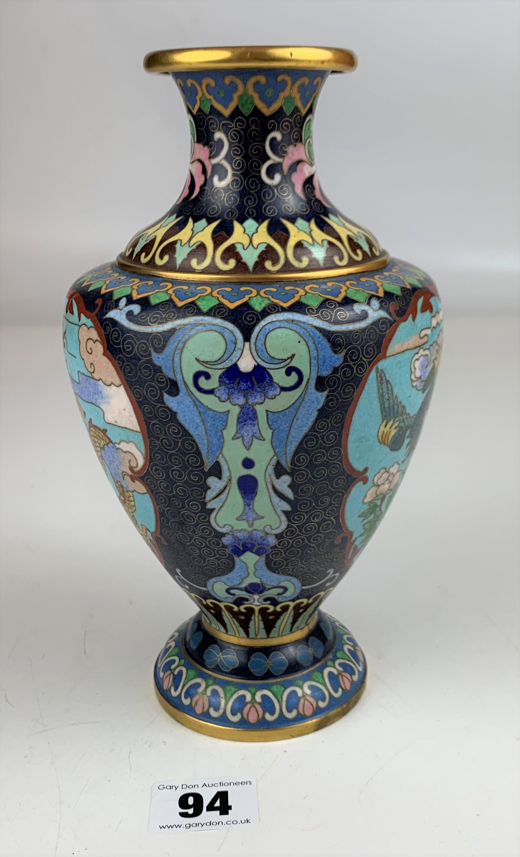 Cloisonne vase 8.5” high - Image 3 of 6