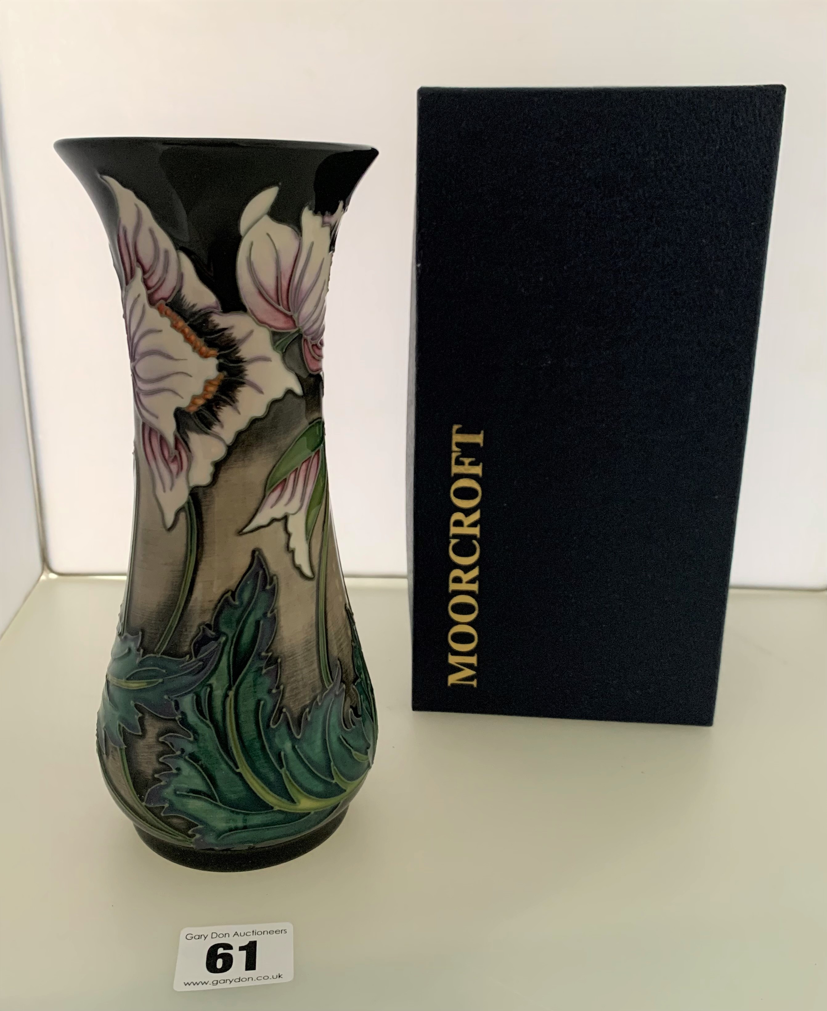 Boxed green Moorcroft vase, signed and dated 14/07/06, 8.25” high