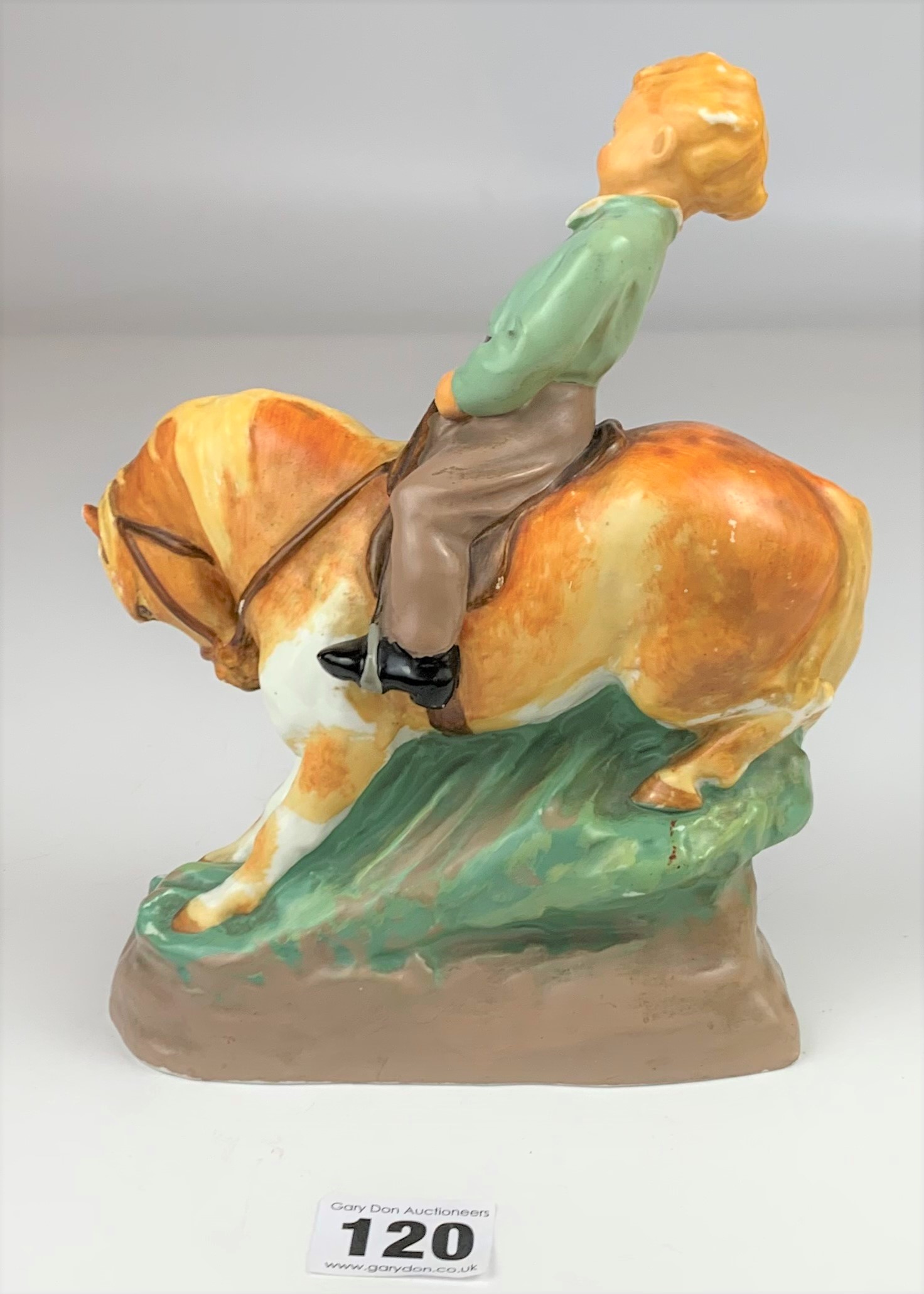 Royal Worcester boy on horse ‘Happy Days’ modelled by F.G. Doughty, no. 3435 - Image 3 of 9