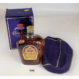 Boxed 1L bottle of Crown Royal Whisky