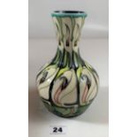 Boxed Moorcroft green/white vase, height 7.5”, signed and dated 7-8-07