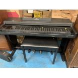 Yamaha Clavinova CLP-250 Advanced Wave Memory keyboard with stool, 49” long x 18” wide x 32” high