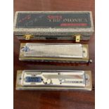 Boxed Hohner Super Chromonica and Larry Adler harmonica