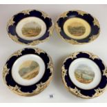 17 piece porcelain dessert set decorated with scenes and gilt borders with 15 pierced plates (9”
