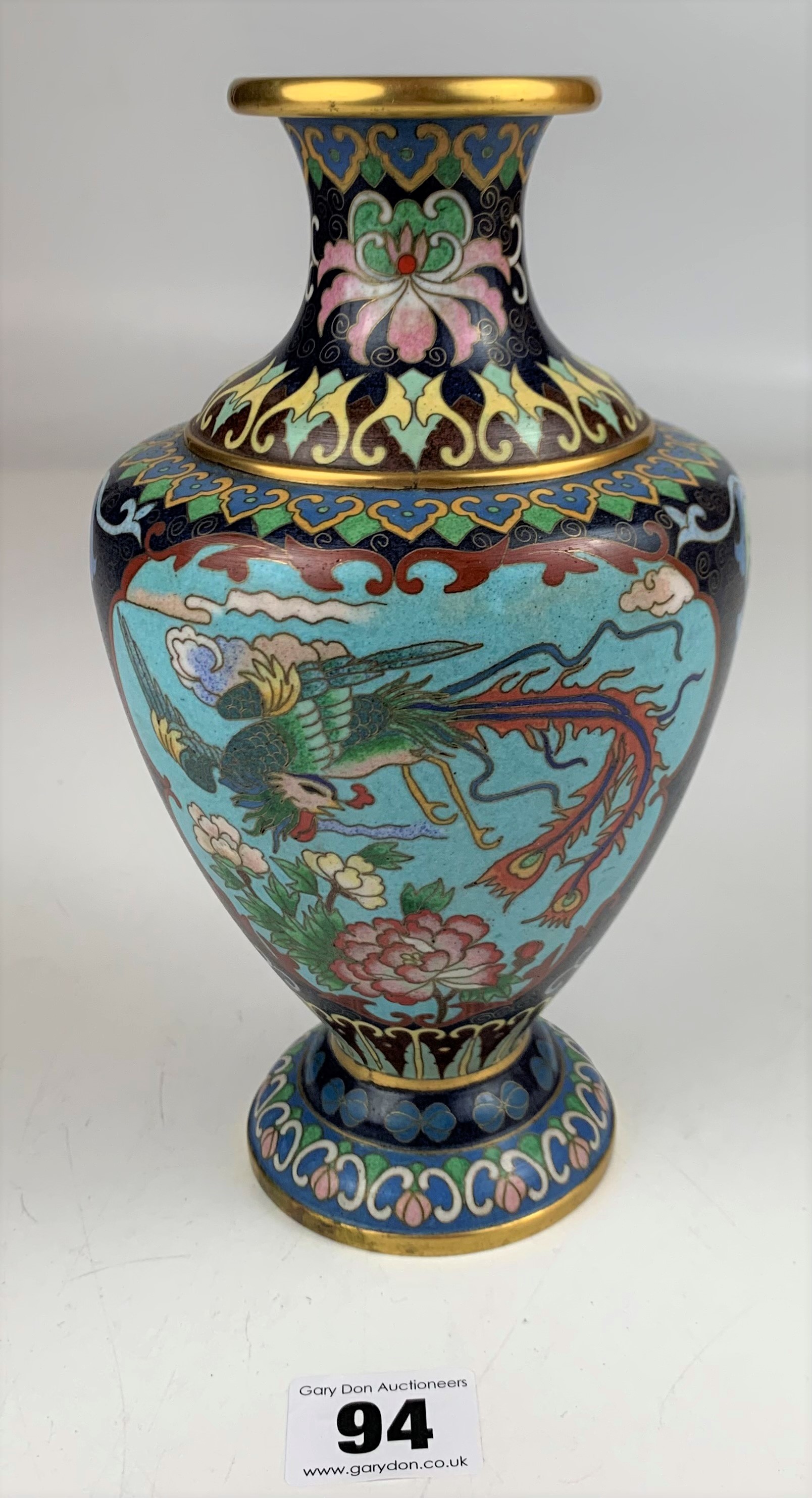 Cloisonne vase 8.5” high - Image 2 of 6