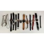 9 assorted gents wristwatches with additional straps and chains