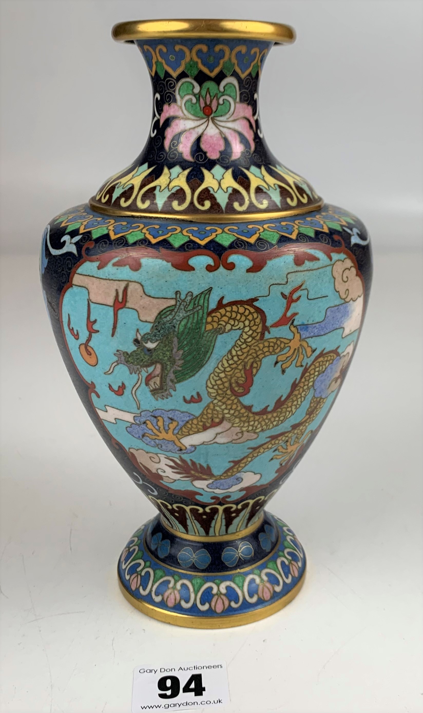 Cloisonne vase 8.5” high - Image 4 of 6