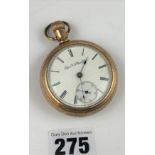 Plated pocket watch by Elgin Natl. Watch Co., 2” diameter, running