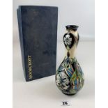 Boxed Moorcroft blue/green/white vase 9.5” high, signed and dated 2005/06