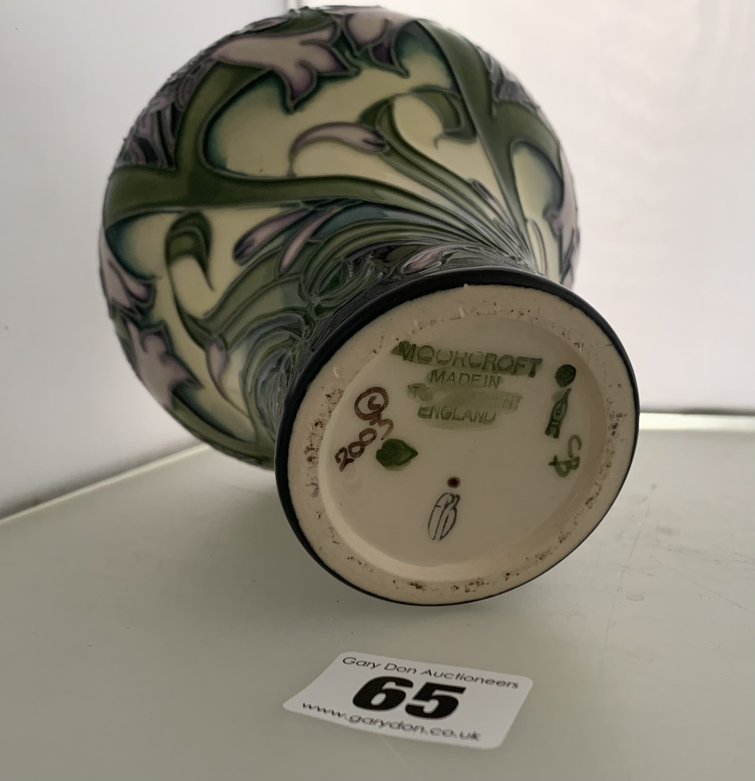 Green Moorcroft vase, signed and dated 2003, 6” high - Image 6 of 6