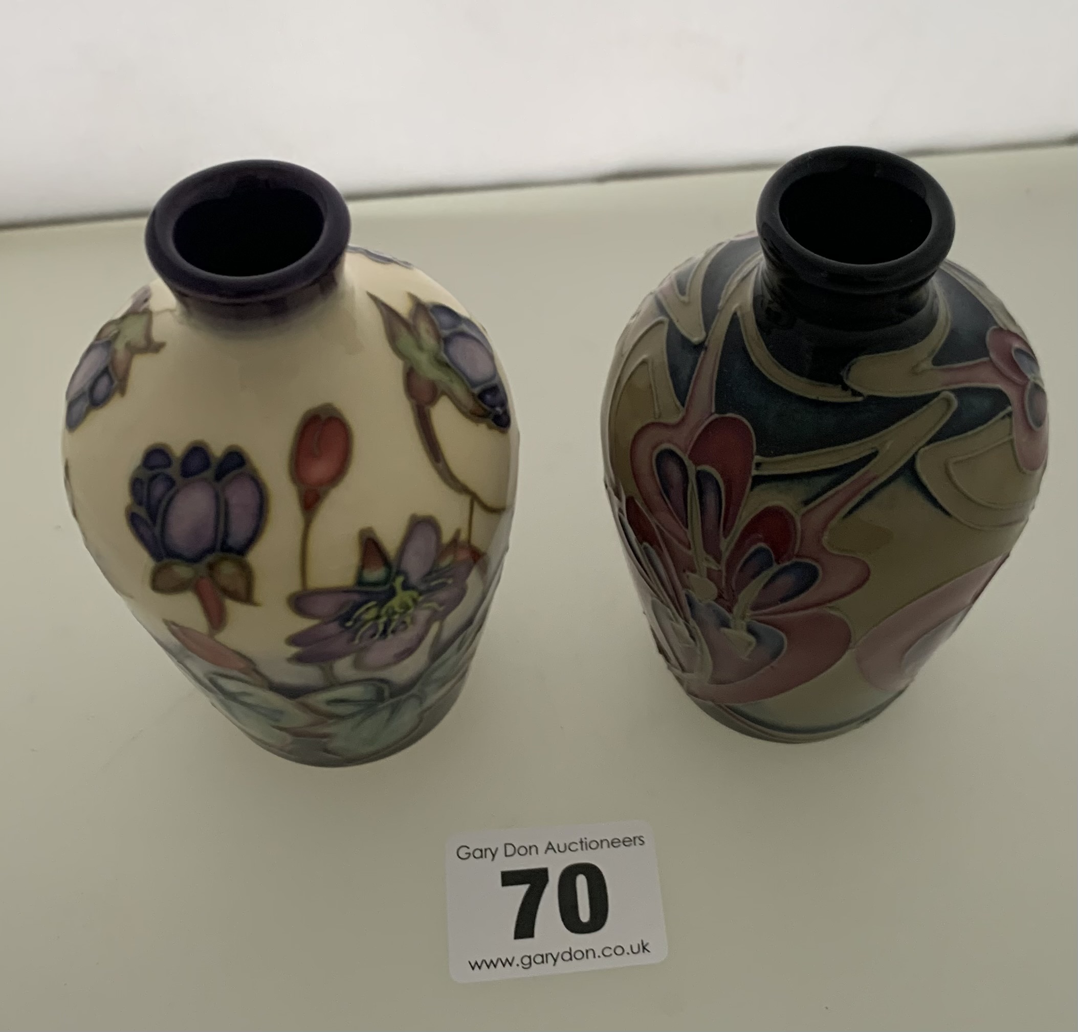 2 small Moorcroft vases 4” high, 2008 and 2009 - Image 4 of 5