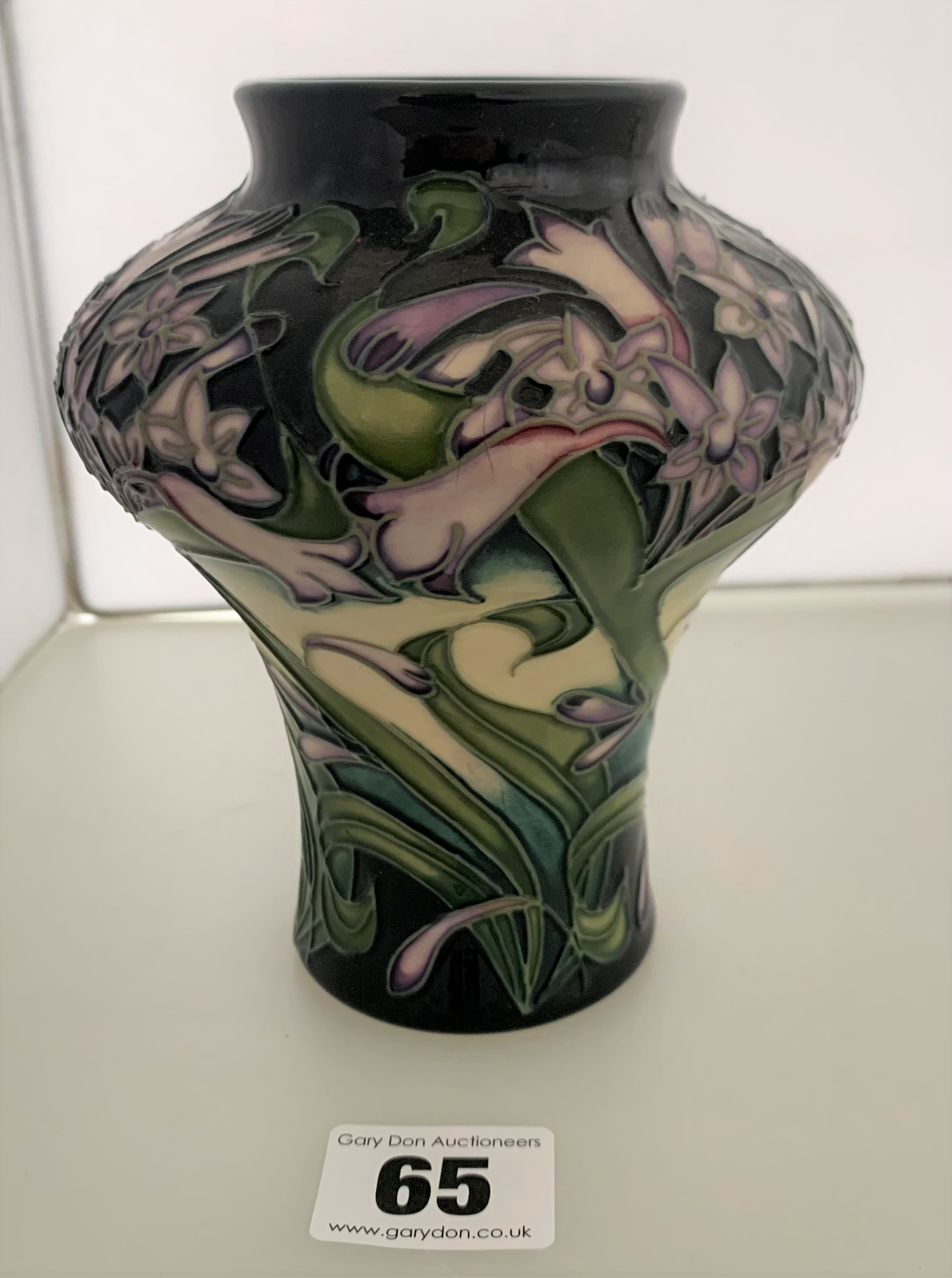 Green Moorcroft vase, signed and dated 2003, 6” high