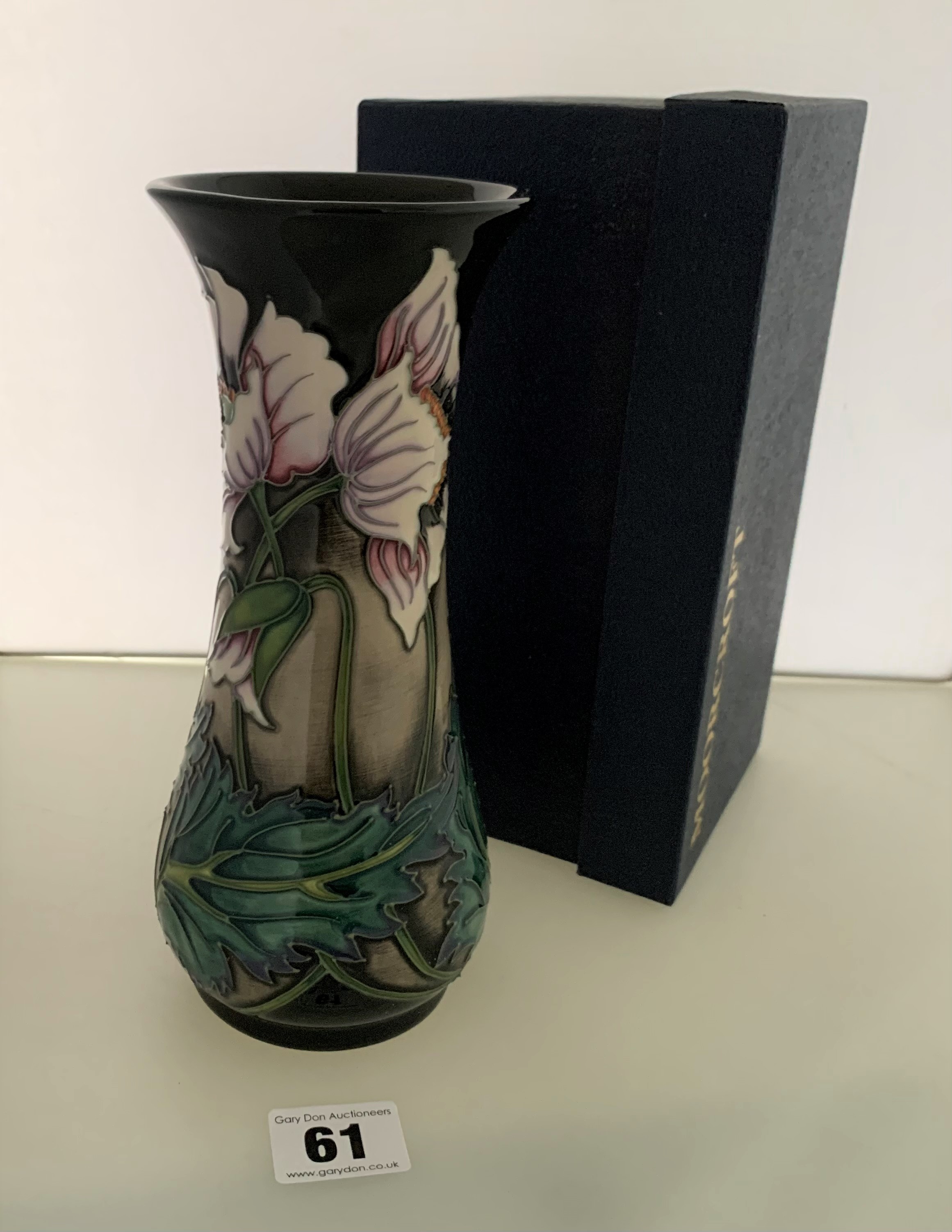 Boxed green Moorcroft vase, signed and dated 14/07/06, 8.25” high - Image 2 of 5