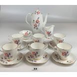 Royal Albert Water Meadow 15 piece coffee set including 6 cups, 6 saucers, coffee pot, sugar and