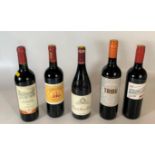 5 bottles of red wine – Chateau D’Hostin 2010 Bordeaux, Marques de Laia 2013 Rioja, Cotes Du Rhone