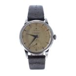 Zenith stainless steel gentleman's wristwatch, circa 1950s, case no. 9250010, signed circular