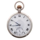 Pinnacle silver lever pocket watch, Birmingham 1922, signed 7 jewel movement with compensated
