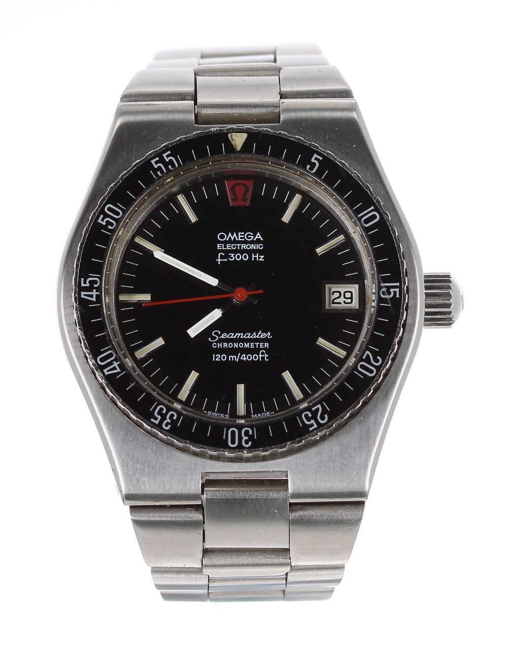 Omega Electronic f300 Hz Seamaster Chronometer 'tuning fork' stainless steel gentleman's bracelet