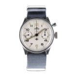 Lemania British Air Ministry (R.A.F.) issue single push button chronograph stainless steel