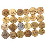 Quantity of lever pocket watch and fob watch movements principally for repair (24)