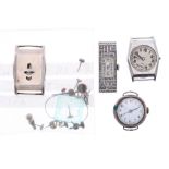 Silver wire-lug wristwatch, 26mm; together with a chrome cased fixed lug wristwatch for repair,