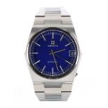 Zenith automatic stainless steel gentleman's wristwatch, ref. 01-1431-380, circular blue dial with