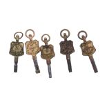 Five trade pocket watch keys (5)