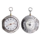 Daniel De St Leu - Fine 18th century silver verge quarter repeating pair cased pocket watch made for