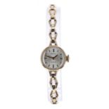 Audax Fortis 9ct lady's bracelet watch, Birmingham 1965, circular silvered dial with gilt baton