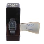 Buler Digital/Analogue rectangular stainless steel gentleman's bracelet watch, square black analogue