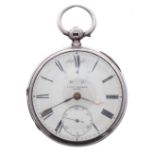 Victorian silver fusee lever 'up/down' dial pocket watch, London 1882, the movement signed John