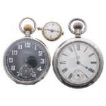 Swiss miniature ball fob watch, 15 jewel, 22mm; together with a Swiss silver (0.925) lever pocket