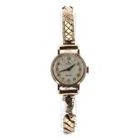 Rolex Precision 9ct lady's bracelet watch, London 1961, circular silvered dial with gilt Arabic
