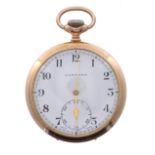 Garrard gold plated lever dress pocket watch, 18 jewel gilt movement with compensated balance and