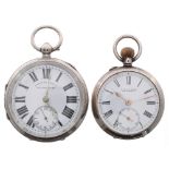 Silver 'Improved Patent English Lever' pocket watch, Chester 1901, the movement with engraved