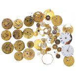 Nine fusee verge pocket watch and fob watch movements for repair to include makers Blifsbery Jewell,