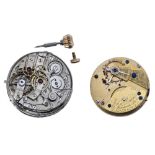 Minute repeating centre seconds chronograph pocket watch movement, with compensated balance,