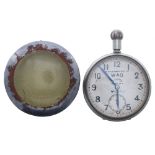 British War Department issue 8 days Mark IV.A nickel cased lever pocket watch, gilt frosted movement