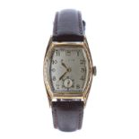 Bulova rectangular gold filled and stainless steel gentleman's wristwatch, rectangular silvered dial