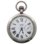 H. Williamson British Military issue nickel cased pocket watch, 7 jewel three quarter plate movement