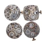 Rolex - Four Rolex Prima 15 jewel 'Timed 6 Positions for all Climates' wristwatch movements, 20mm