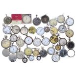 Quantity of nickel, chrome and gun metal cased pocket watches and fob watches for repair to