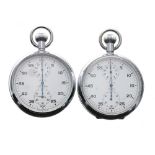 Nero Lemania centre seconds pocket stopwatch, signed dial with Arabic five minute divisions,