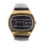 Derby Swissonic Electronic digital gold plated and stainless steel gentleman's wristwatch, blue oval