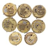 Three fusee verge pocket watch movements to include makers Addis, Cornhill, London and Byworth,